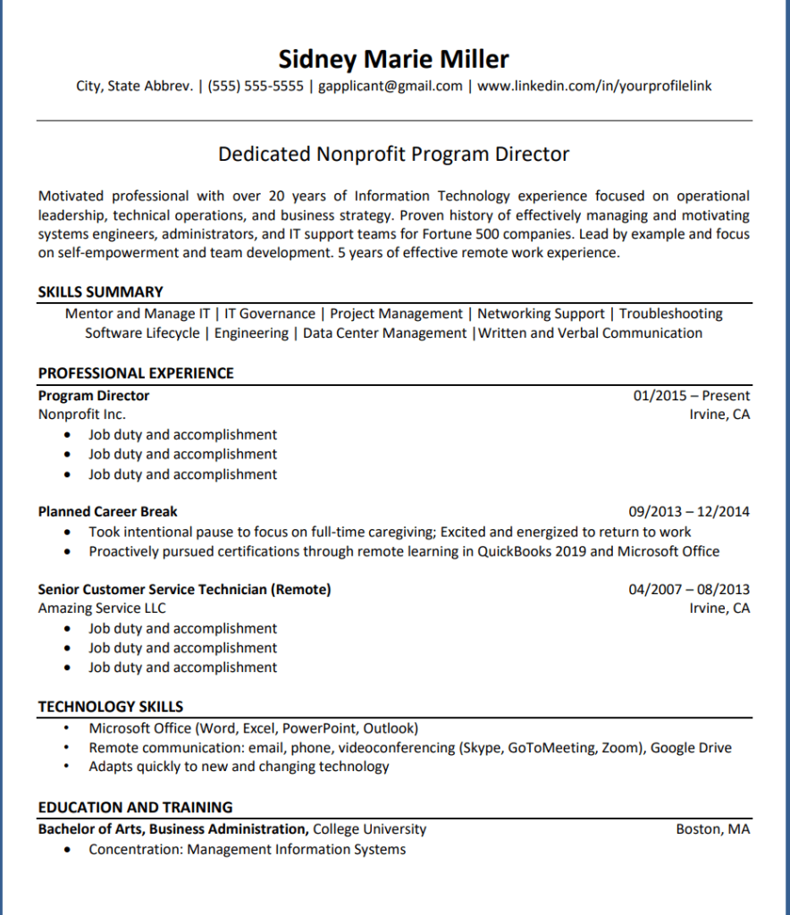 Resumes for StayatHome Parents (Sample) FlexJobs
